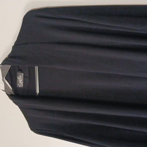 Sympli Black Shawl Collar Stretch Jersey Knit Cardigan, Size 8 - Picture 2 of 7